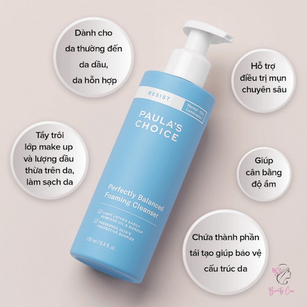 Sữa Rửa Mặt Paula’s Choice Resist Perfectly Balanced Foaming Cleanser làm cân bằng độ ẩm và loại bỏ lớp trang điểm trên da một cách hiệu quả.