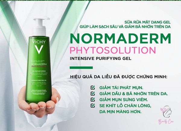 Vichy Normaderm Phytosolution Intensive Purifying Gel không chỉ ngăn ngừa mụn mà còn giúp se khít lỗ chân lông.