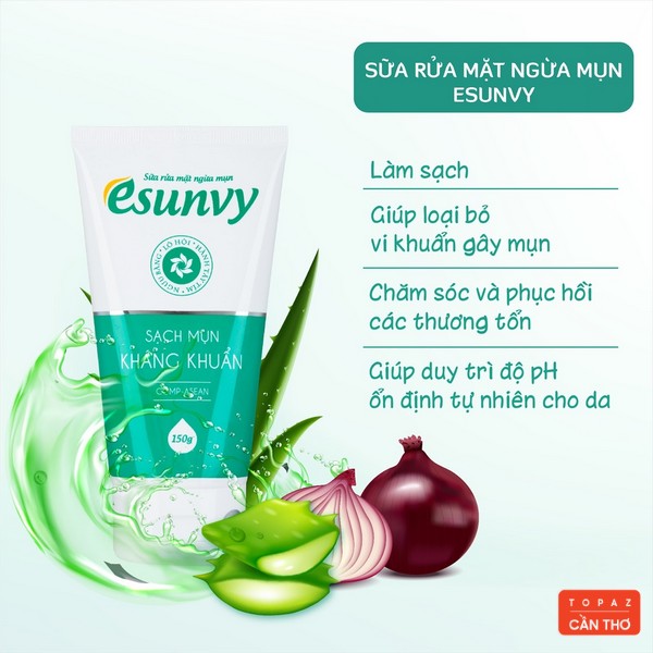 Sản phẩm chăm sóc da chứa chiết xuất gel lô hội giúp giảm viêm các loại mụn mủ, mụn bọc